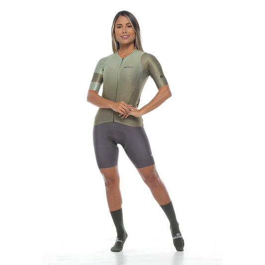 cycling apparel jersey women short sleeve color olive